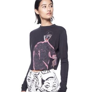Artistic Black and Pink Graphic Crop Top